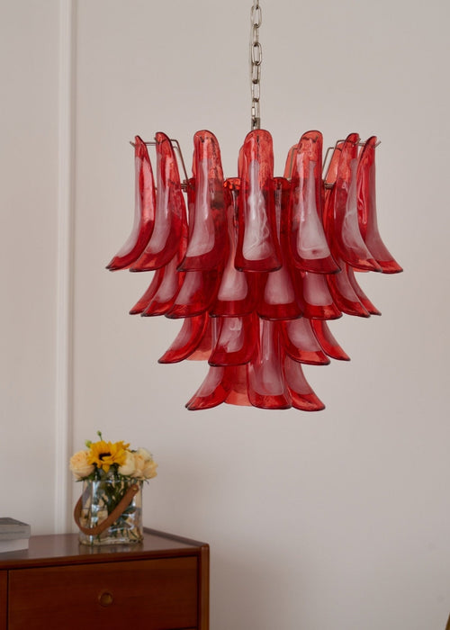 Crimson Glass Petals Chandelier - Simprolos
