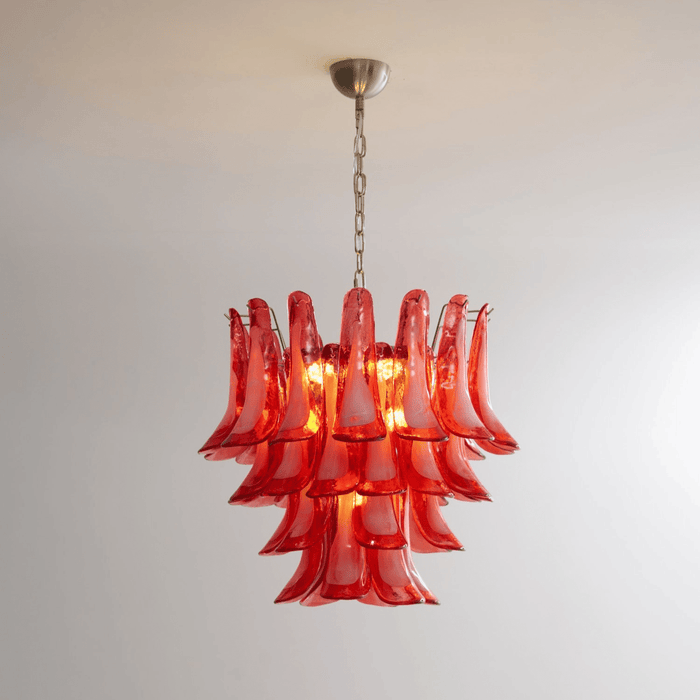 Crimson Glass Petals Chandelier - Simprolos
