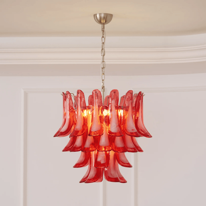 Crimson Glass Petals Chandelier - Simprolos