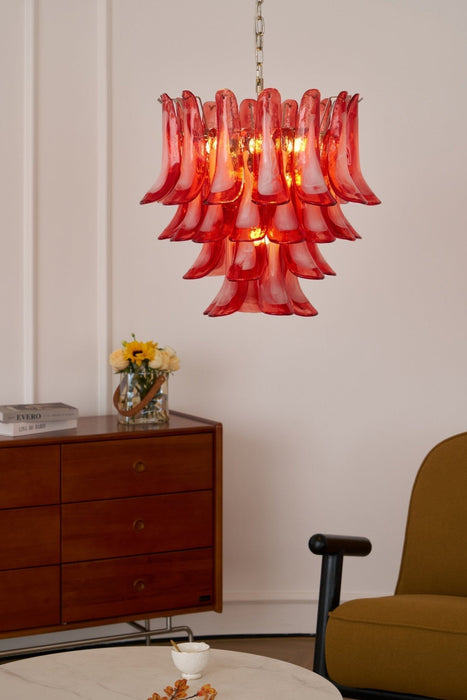 Crimson Glass Petals Chandelier - Simprolos