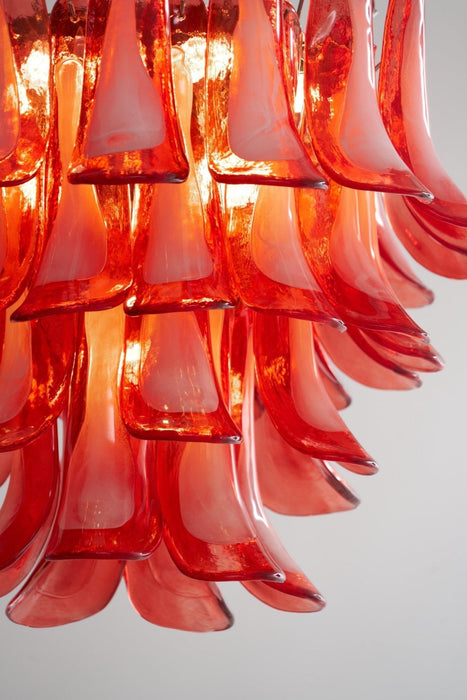 Crimson Glass Petals Chandelier - Simprolos