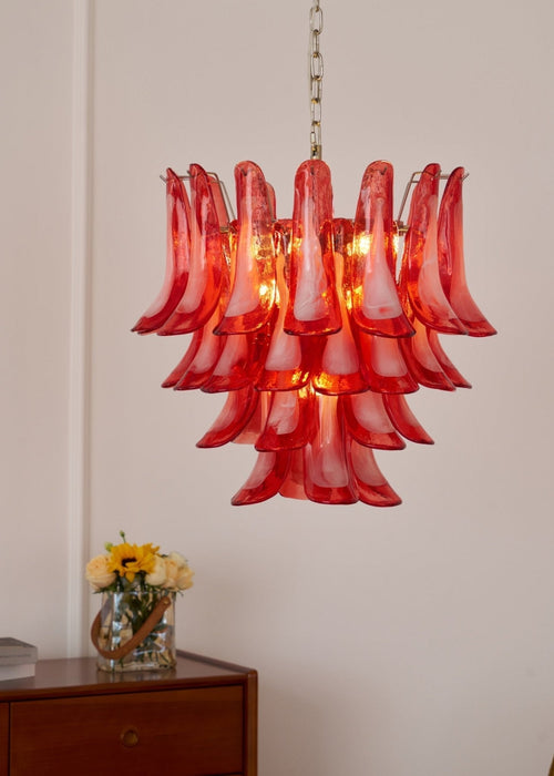 Crimson Glass Petals Chandelier - Simprolos
