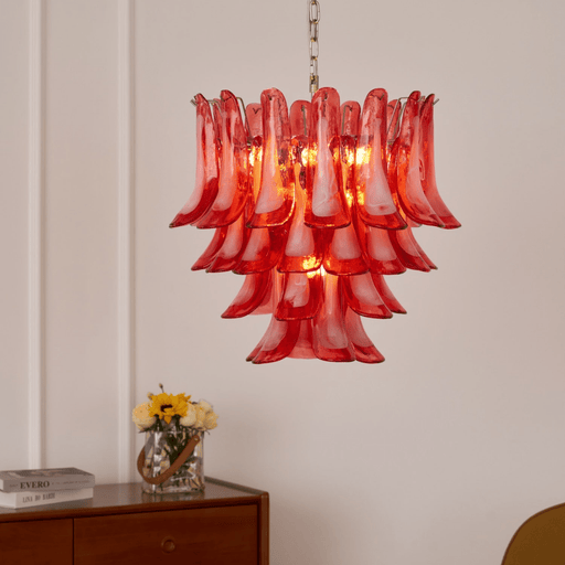 Crimson Glass Petals Chandelier - Simprolos