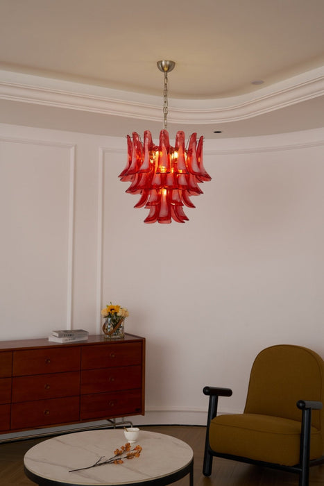 Crimson Glass Petals Chandelier - Simprolos