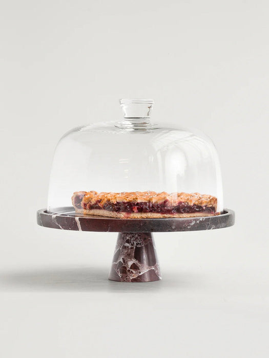 Crimson Marquina Marble Pedestal Tray - Simprolos