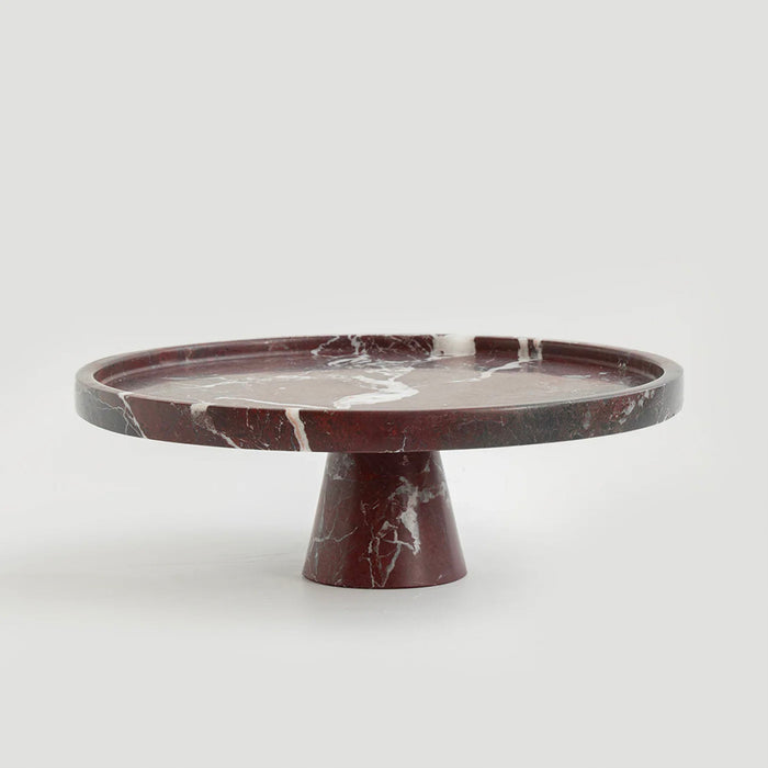 Crimson Marquina Marble Pedestal Tray - Simprolos