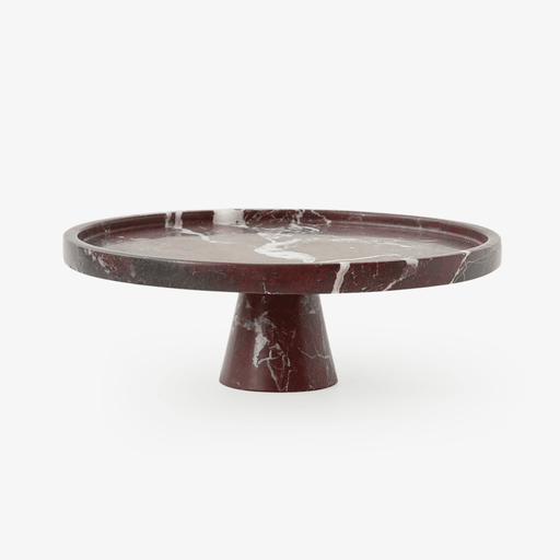 Crimson Marquina Marble Pedestal Tray - Simprolos