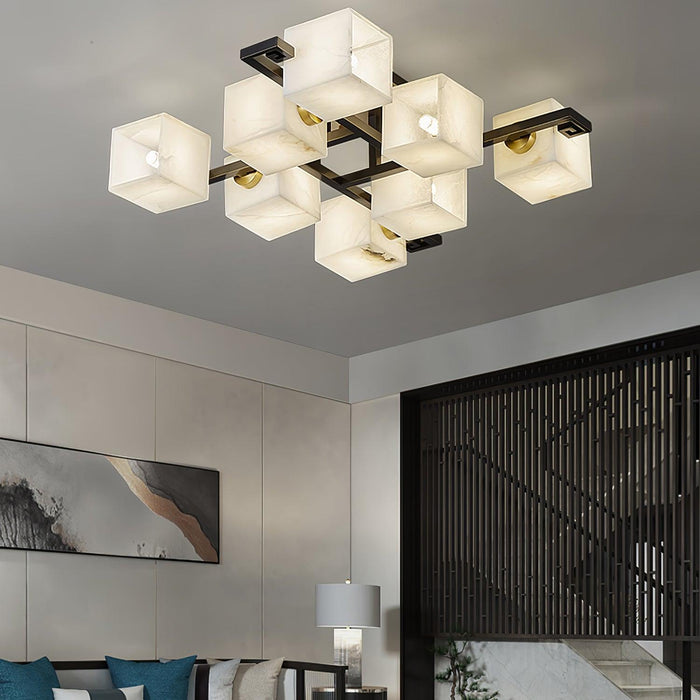 Cubist Alabaster Cluster Ceiling Lamp - Simprolos