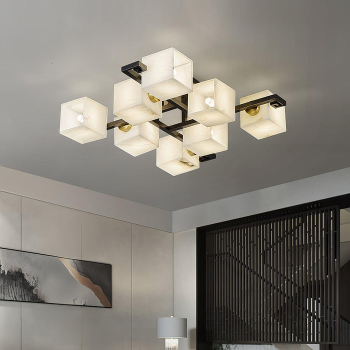 Cubist Alabaster Cluster Ceiling Lamp - Simprolos
