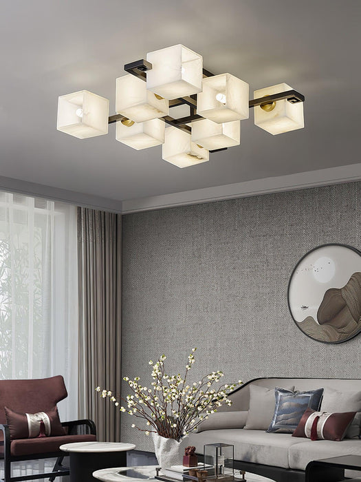 Cubist Alabaster Cluster Ceiling Lamp - Simprolos