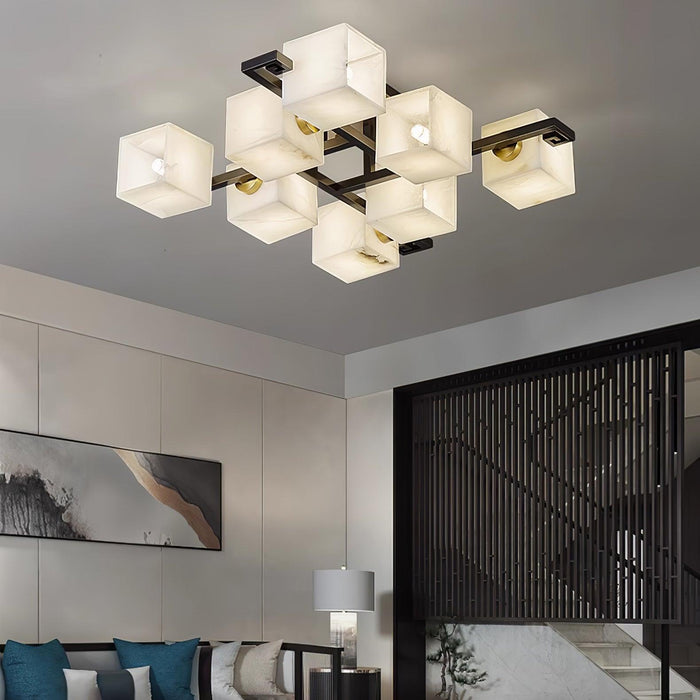 Cubist Alabaster Cluster Ceiling Lamp - Simprolos