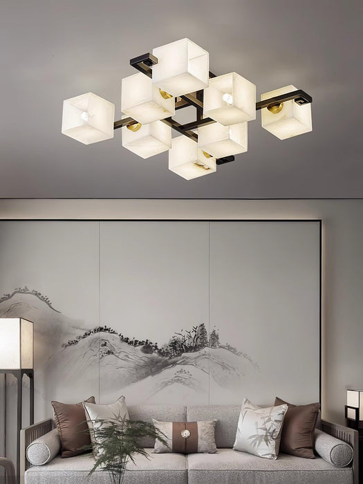 Cubist Alabaster Cluster Ceiling Lamp - Simprolos