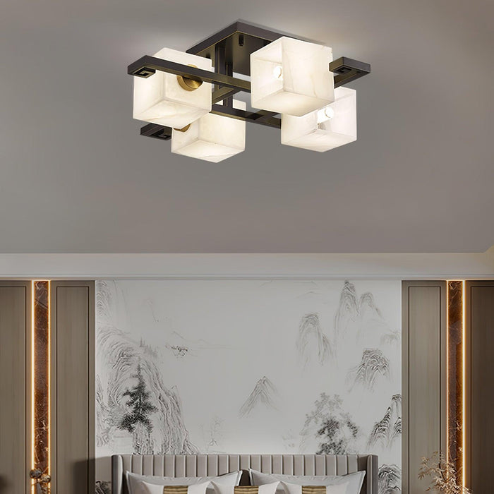 Cubist Alabaster Cluster Ceiling Lamp - Simprolos
