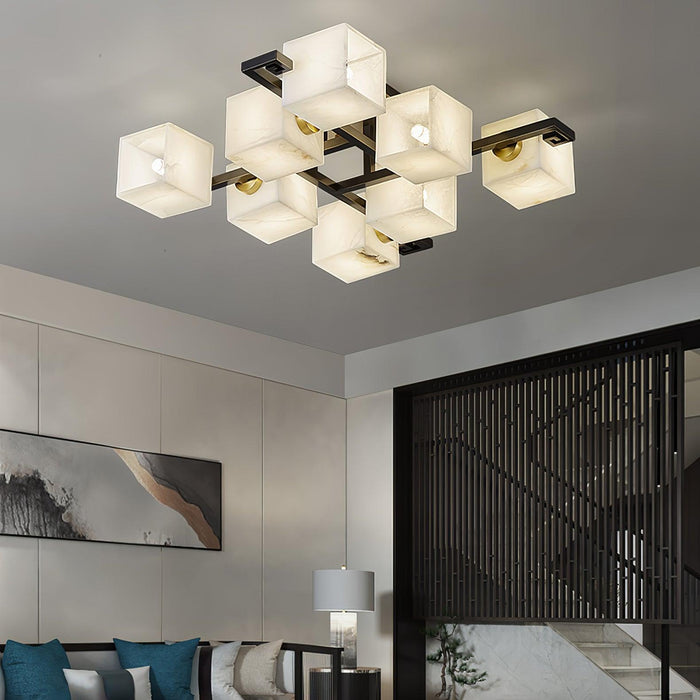 Cubist Alabaster Cluster Ceiling Lamp - Simprolos