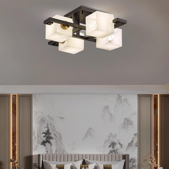 Cubist Alabaster Cluster Ceiling Lamp - Simprolos