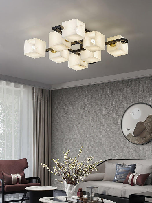 Cubist Alabaster Cluster Ceiling Lamp - Simprolos