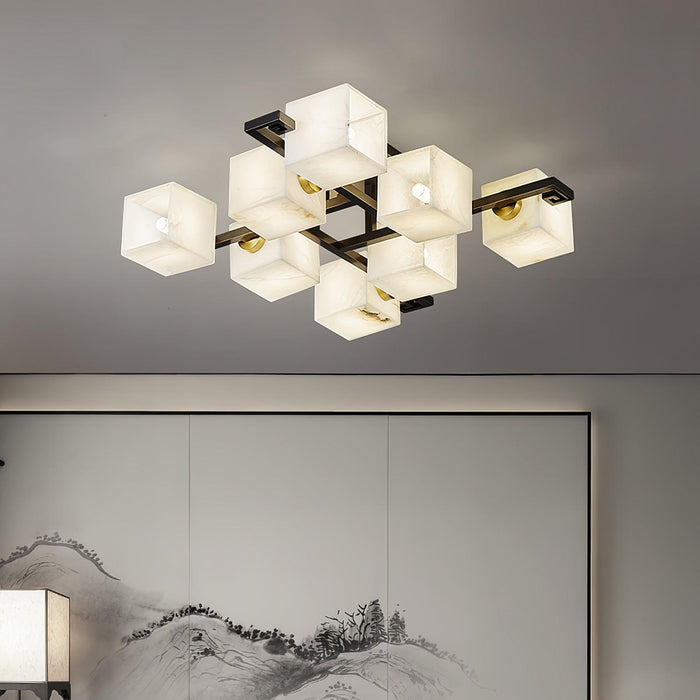 Cubist Alabaster Cluster Ceiling Lamp - Simprolos