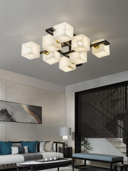 Cubist Alabaster Cluster Ceiling Lamp - Simprolos