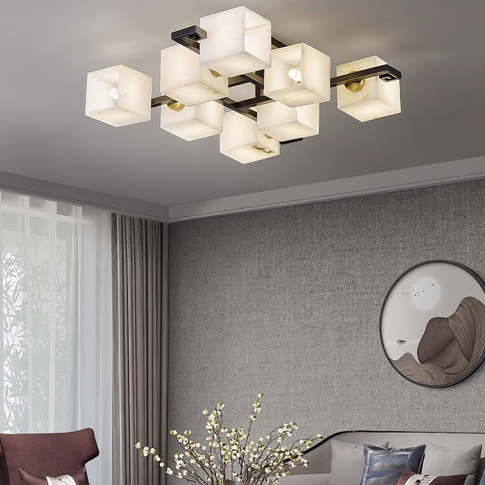 Cubist Alabaster Cluster Ceiling Lamp - Simprolos