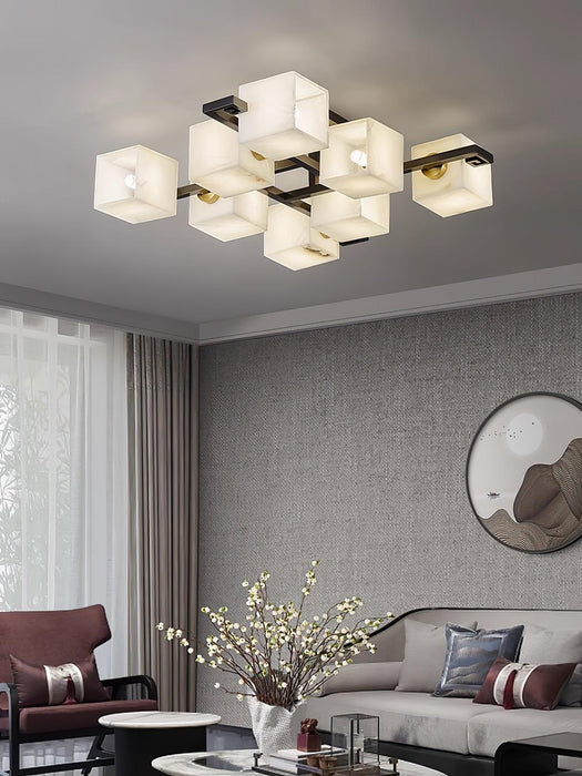 Cubist Alabaster Cluster Ceiling Lamp - Simprolos