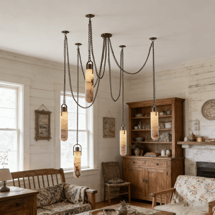 Cylindrical Cluster Alabaster Chandelier - Simprolos
