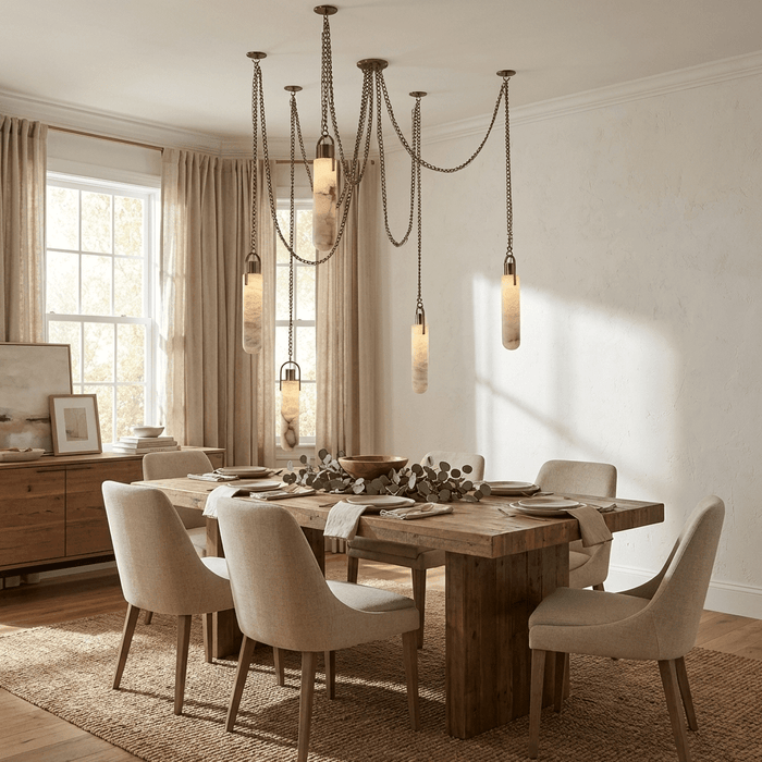 Cylindrical Cluster Alabaster Chandelier - Simprolos