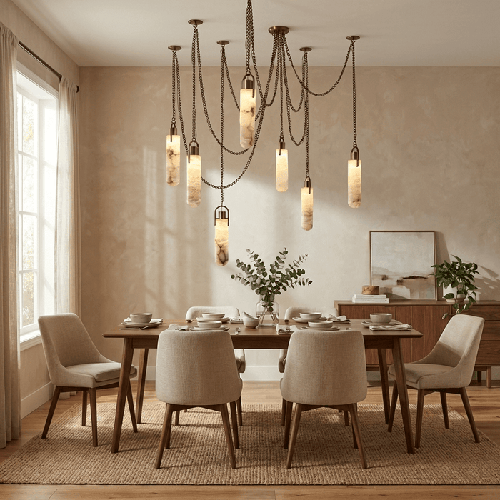 Cylindrical Cluster Alabaster Chandelier - Simprolos