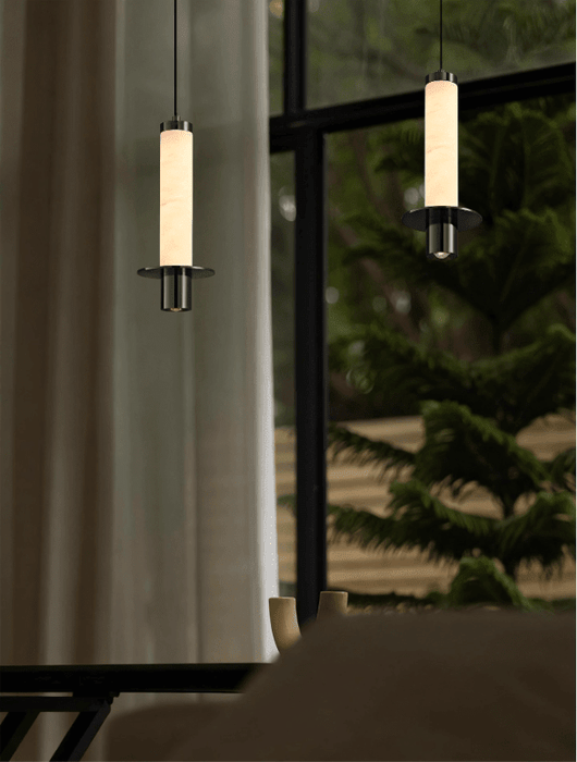 Cylindrical Plinth Alabaster Pendant Lamp - Simprolos