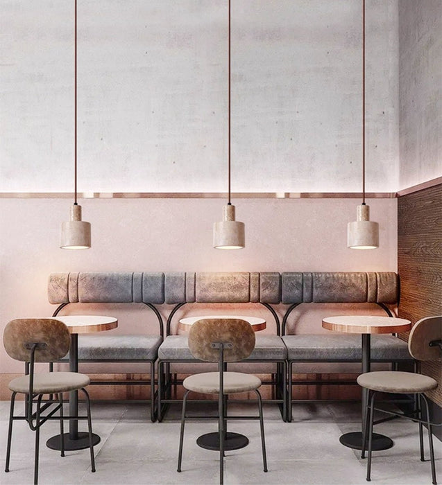 Cylindrical Travertine Pendant Lamp - Simprolos