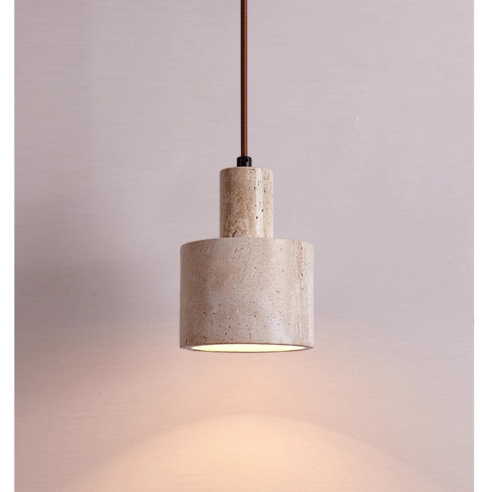 Cylindrical Travertine Pendant Lamp - Simprolos