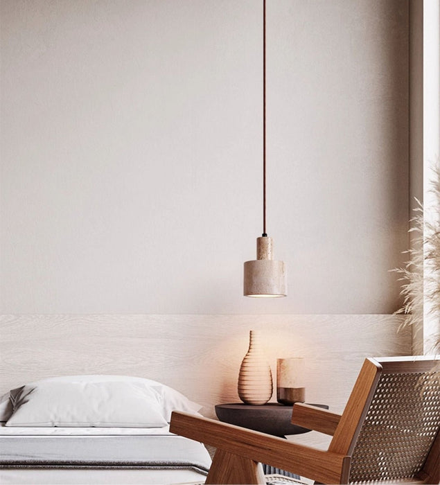 Cylindrical Travertine Pendant Lamp - Simprolos