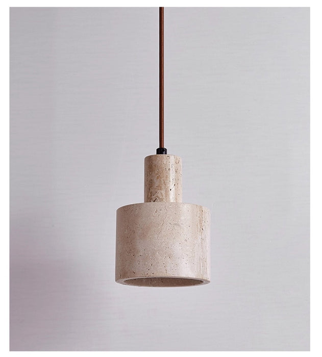 Cylindrical Travertine Pendant Lamp - Simprolos