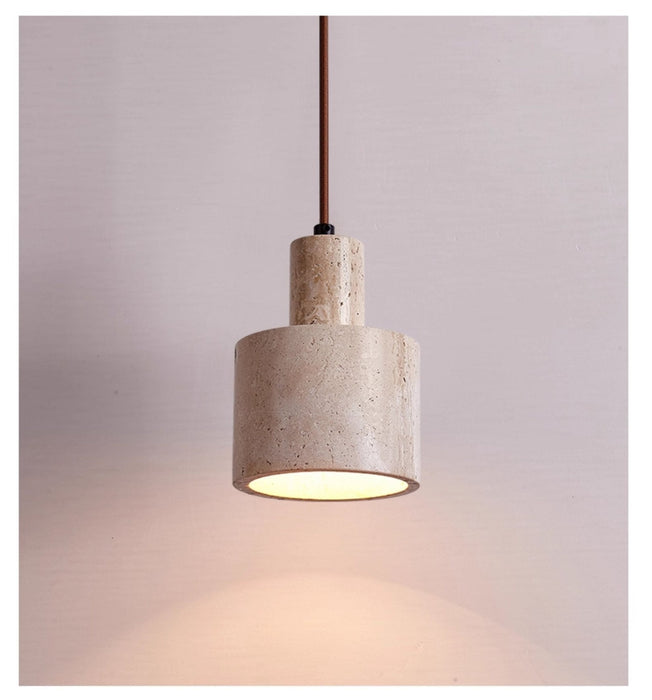 Cylindrical Travertine Pendant Lamp - Simprolos
