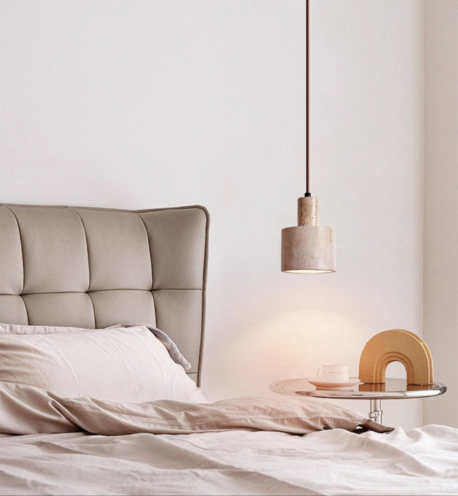 Cylindrical Travertine Pendant Lamp - Simprolos