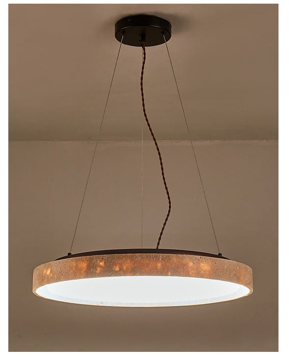Travertine Circle Led Pendant Light Simprolos
