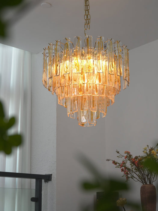Golden Amber Glass Chandelier Vakkerlight
