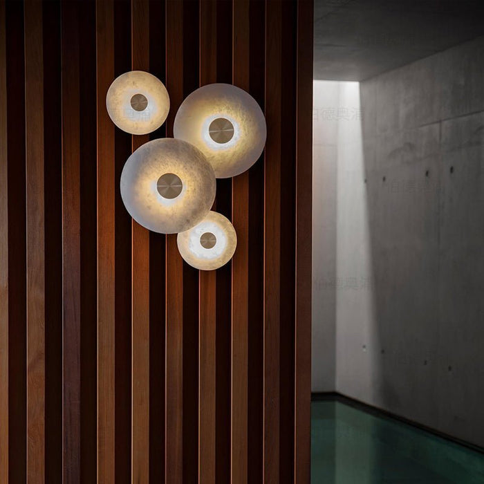 Disc Shaped Alabaster Wall Light - Simprolos
