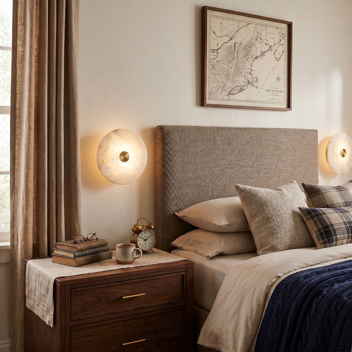 Disc Shaped Alabaster Wall Light - Simprolos