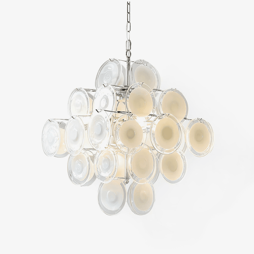 Disc White Glass Chandelier - Simprolos
