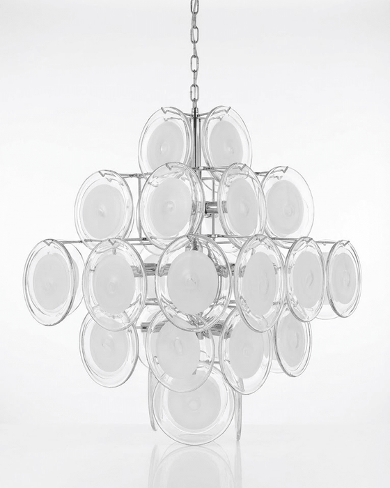 Disc White Glass Chandelier - Simprolos