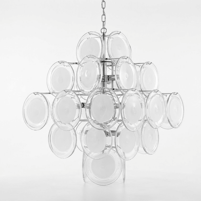 Disc White Glass Chandelier - Simprolos