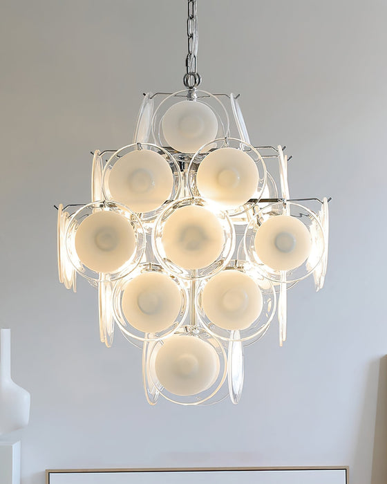 Disc White Glass Chandelier - Simprolos