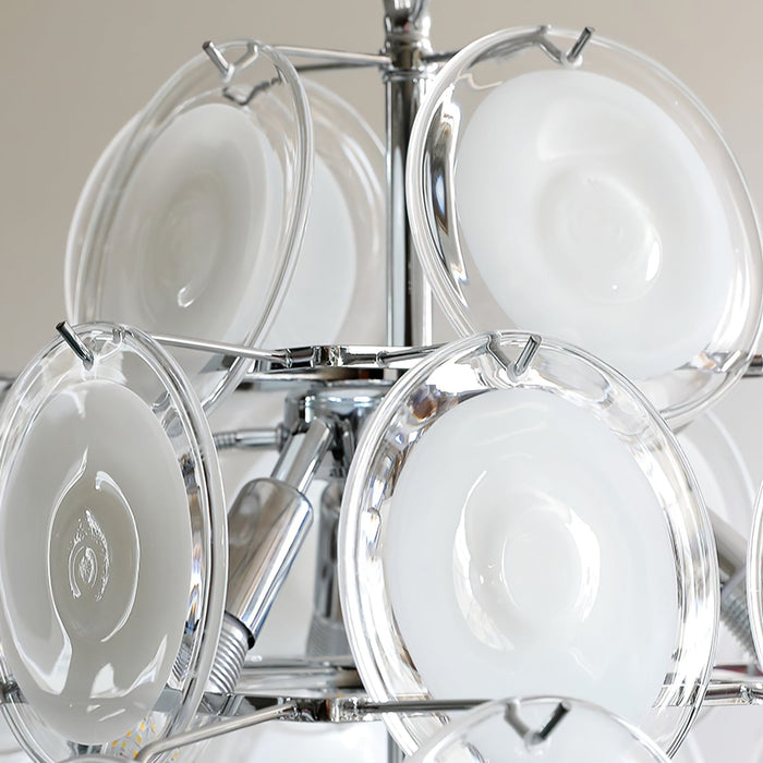 Disc White Glass Chandelier - Simprolos