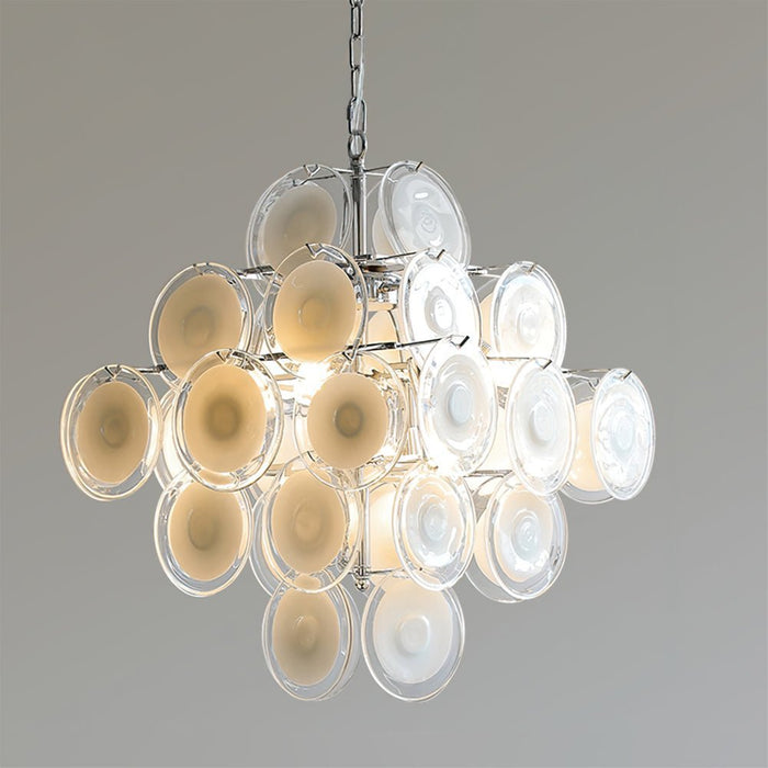 Disc White Glass Chandelier - Simprolos