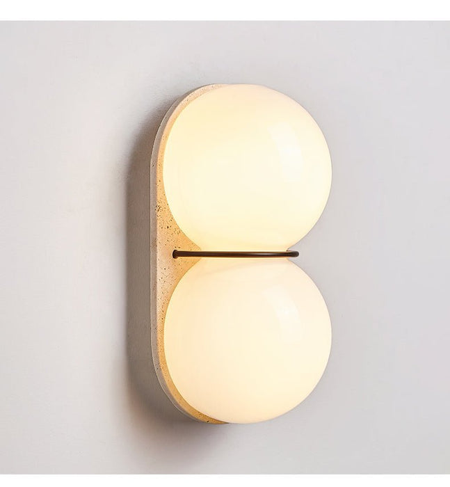 Double Globe Travertine Wall Sconce - Simprolos