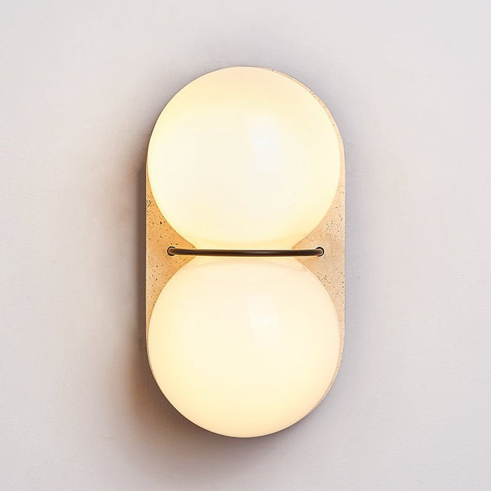 Double Globe Travertine Wall Sconce - Simprolos