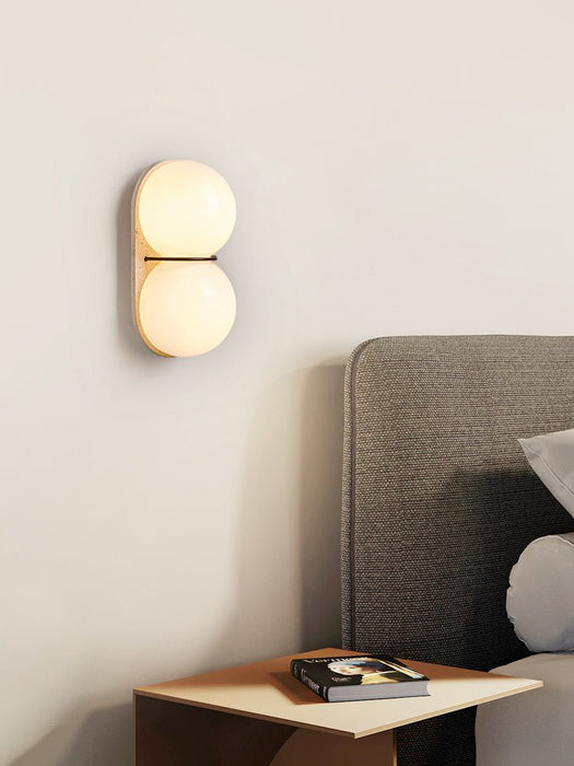 Double Globe Travertine Wall Sconce - Simprolos