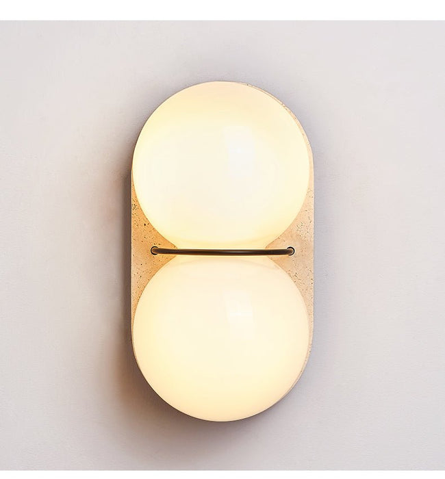 Double Globe Travertine Wall Sconce - Simprolos