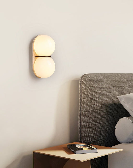 Double Globe Travertine Wall Sconce - Simprolos
