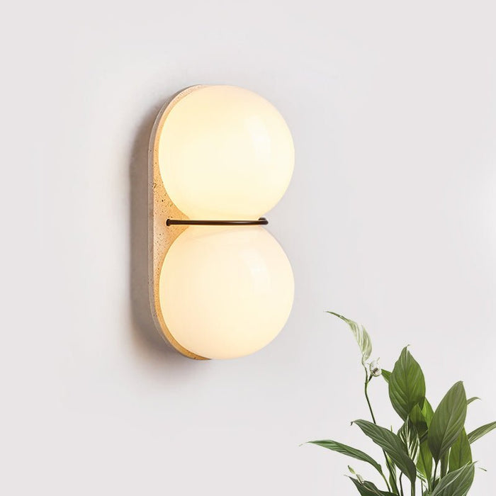 Double Globe Travertine Wall Sconce - Simprolos